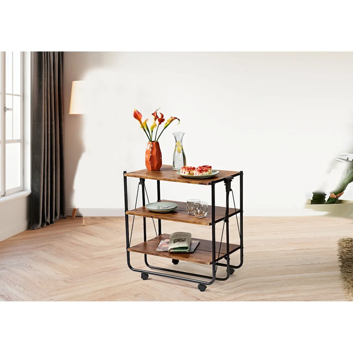 Klappbarer Servierwagen "Holzoptik"