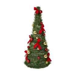 Künstlicher Pop-up-Weihnachtsbaum mit LED-Beleuchtung, geschmückt, 90 cm