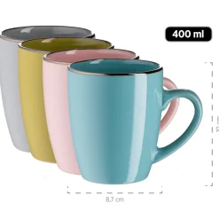 Kombiservice, Steinzeug METALLIC RIM Rosa, Grün, Blau, Grau