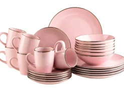 Kombiservice, Steinzeug METALLIC RIM Rosa