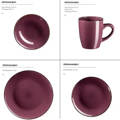 Kombiservice, Steinzeug METALLIC RIM Lila