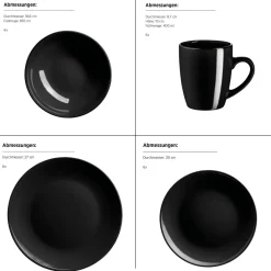 Kombiservice, Steinzeug METALLIC RIM Schwarz