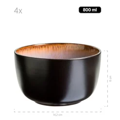 Kombiservice, Steinzeug Teona 4 x Speisteller, 4 x Suppenteller, 4 x Dessertteller, 4 x Müslischüssel, 4 x Kaffeebecher