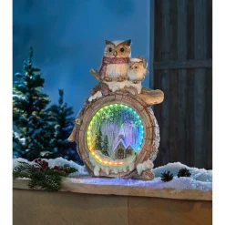 LED-Dekofigur „Winter-Eulen“
