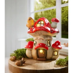 LED-Dekofigur-Pilzhaus Vogel