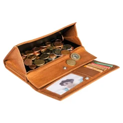 Lederbörse „Hibiskus“ cognac