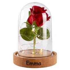 LED-Glas "Ewige Rose" mit Musik, personalisiert mit Namen