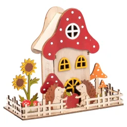 LED-Holzdeko „Igel-Haus“