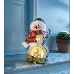 LED-Holzfigur "Schneemann"