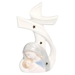 LED-Porzellankreuz „Maria mit dem Kinde“
