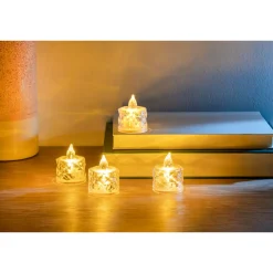 LED-Teelichter „Diamond“, 4 Stück