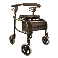 Leichtgewicht-Rollator NeXus mit Rückengurt und Tasche, faltbar grau