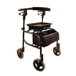 Leichtgewicht-Rollator NeXus mit Rückengurt und Tasche, faltbar grau