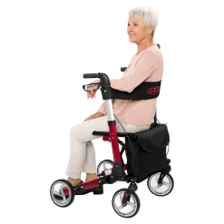Leichtgewicht-Rollator Premium, Aluminium, mit Rückengurt und Tasche - AT51006 rot
