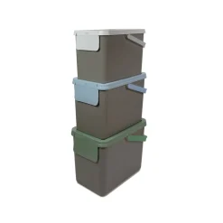 Müllbehälter, 3er Set, je 25 l, stapelbar grau