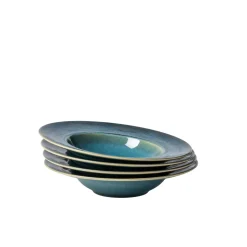 Pastateller-Set, Steinzeug TIEFER SEE Blau / Grün