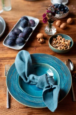 Pastateller-Set, Steinzeug TIEFER SEE Blau / Grün