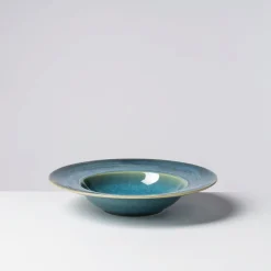 Pastateller-Set, Steinzeug TIEFER SEE Blau / Grün