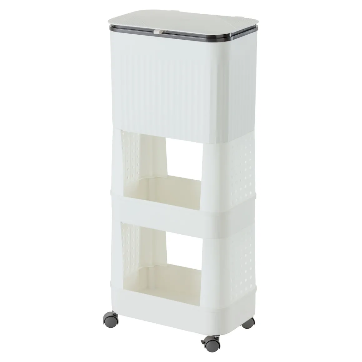 Platzspar-Rollwagen mit Mülleimer 2 Fächer