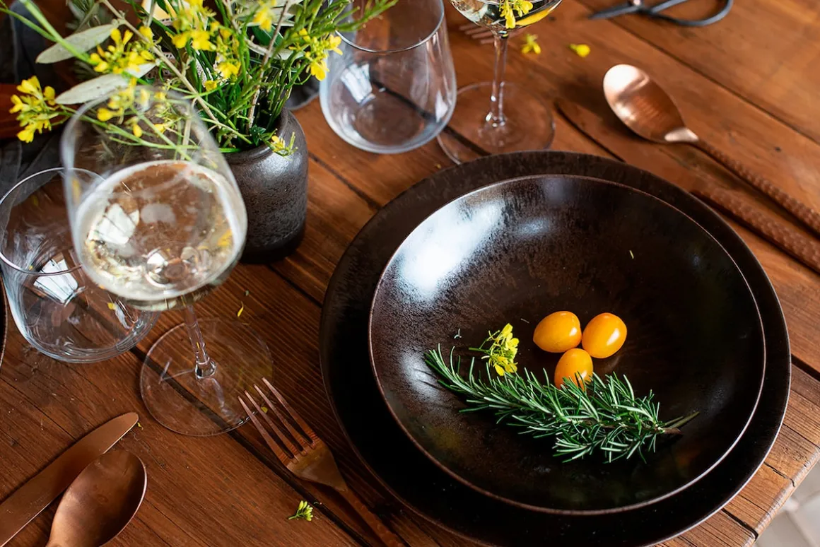 Platzteller-Set, Keramik Metallic Bronze