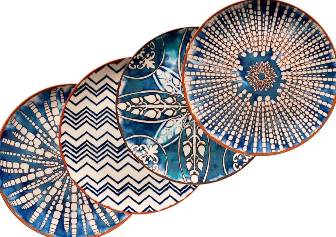 Platzteller-Set, Steinzeug Iberico Blue 4 x Platzteller