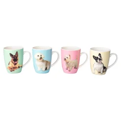 Porzellan-Tassen-Set „Hunde“, 4 Stück