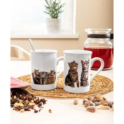Porzellan-Tassen-Set ­„Kätzchen“, 2 Stück je 270 ml