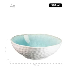 Salatschüssel-Set, Steinzeug Frozen Grün