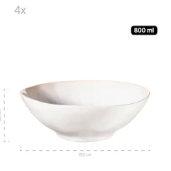 Salatschüssel-Set, Steinzeug Frozen Weiß