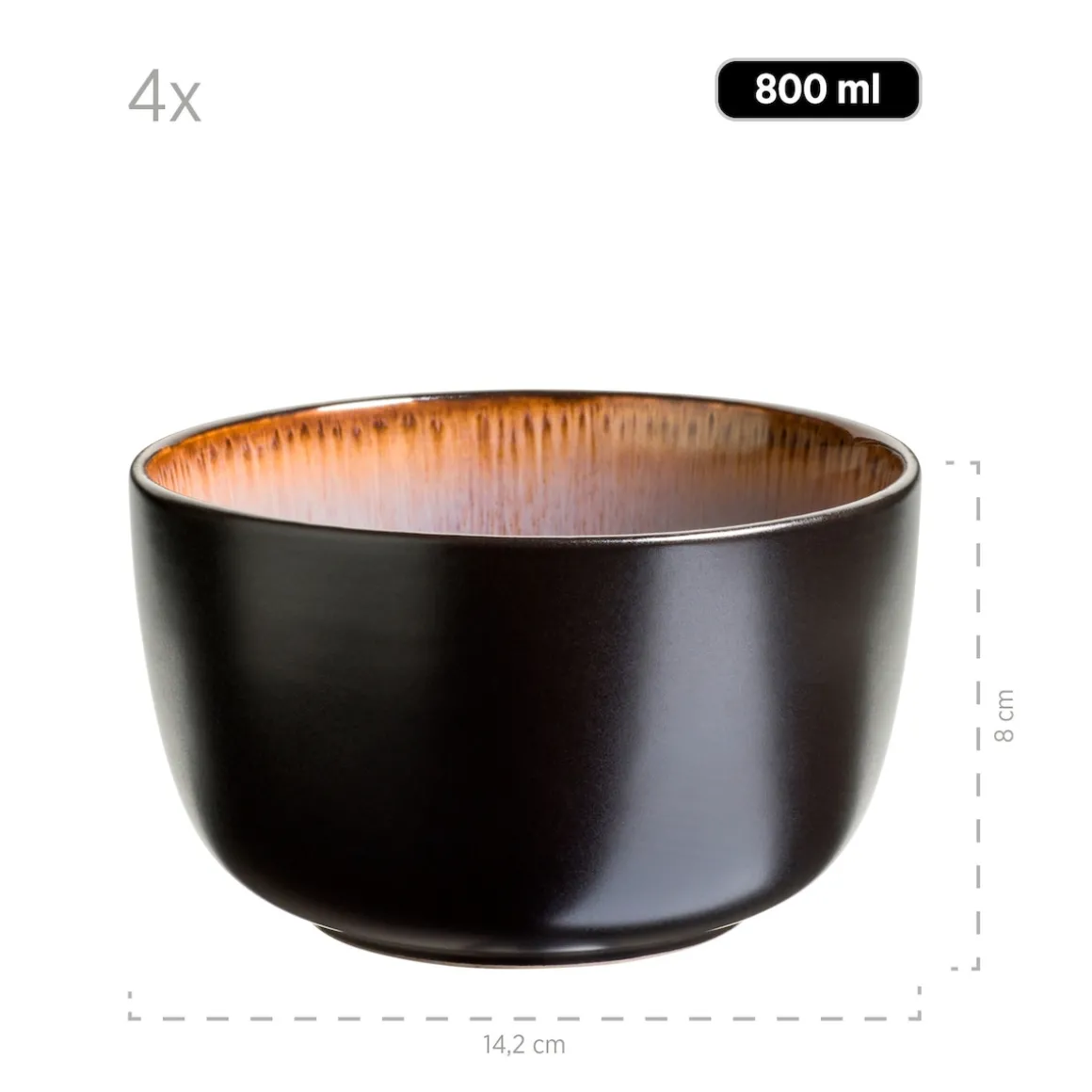 Schüssel-Set, Steinzeug Teona 4 x Schüssel