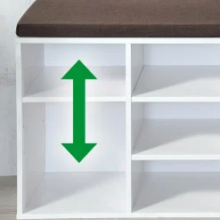 Schuhschrank mit Sitzkissen aus Stoff