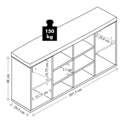 Schuhschrank mit Sitzkissen aus Stoff