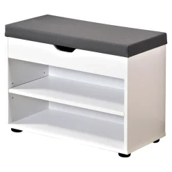 Schuhschrank mit Sitzkissen, 2 Fächer weiß