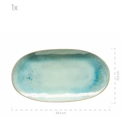 Servierplatten-Set, Steinzeug Frozen Grün