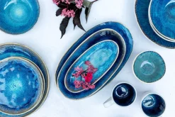 Servierplatten-Set, Steinzeug Frozen Blau