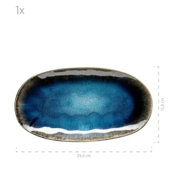 Servierplatten-Set, Steinzeug Frozen Blau