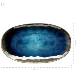 Servierplatten-Set, Steinzeug Frozen Blau