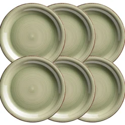 Speiseteller-Set, Steingut LUMACA Olivgrün