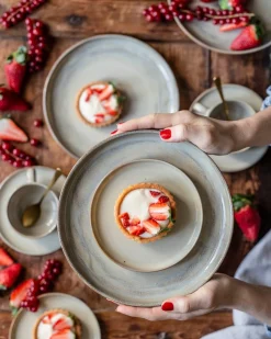 Speiseteller-Set, Steinzeug Nebelwald