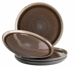 Speiseteller-Set, Steinzeug Niara Schwarz / Grau