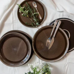 Speiseteller-Set, Steinzeug Niara Schwarz / Grau