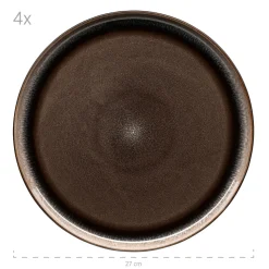 Speiseteller-Set, Steinzeug Niara Schwarz / Grau