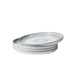 Speiseteller-Set, Steinzeug TIEFER SEE Grau / Weiß
