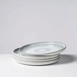 Speiseteller-Set, Steinzeug TIEFER SEE Grau / Weiß