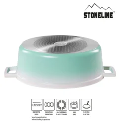 STONELINE Cocotte Bräter Oval 32x25 cm Mint | mit Deckel