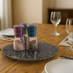 STONELINE Drehbare Glas Servierplatte Tortenplatte 32 cm | Schwarz