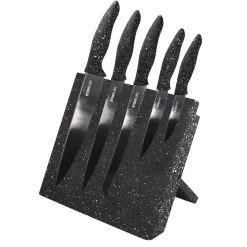 STONELINE Edelstahl Messer Set 5-teilig mit Messerblock | Schwarz