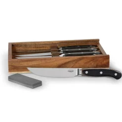 STONELINE Edelstahl Steakmesser Set 4-teilig | Holzgriff
