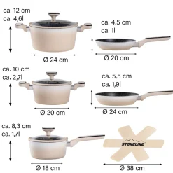 STONELINE Kochgeschirr-Set 11-teilig 18/20/24 Creme | mit Deckeln