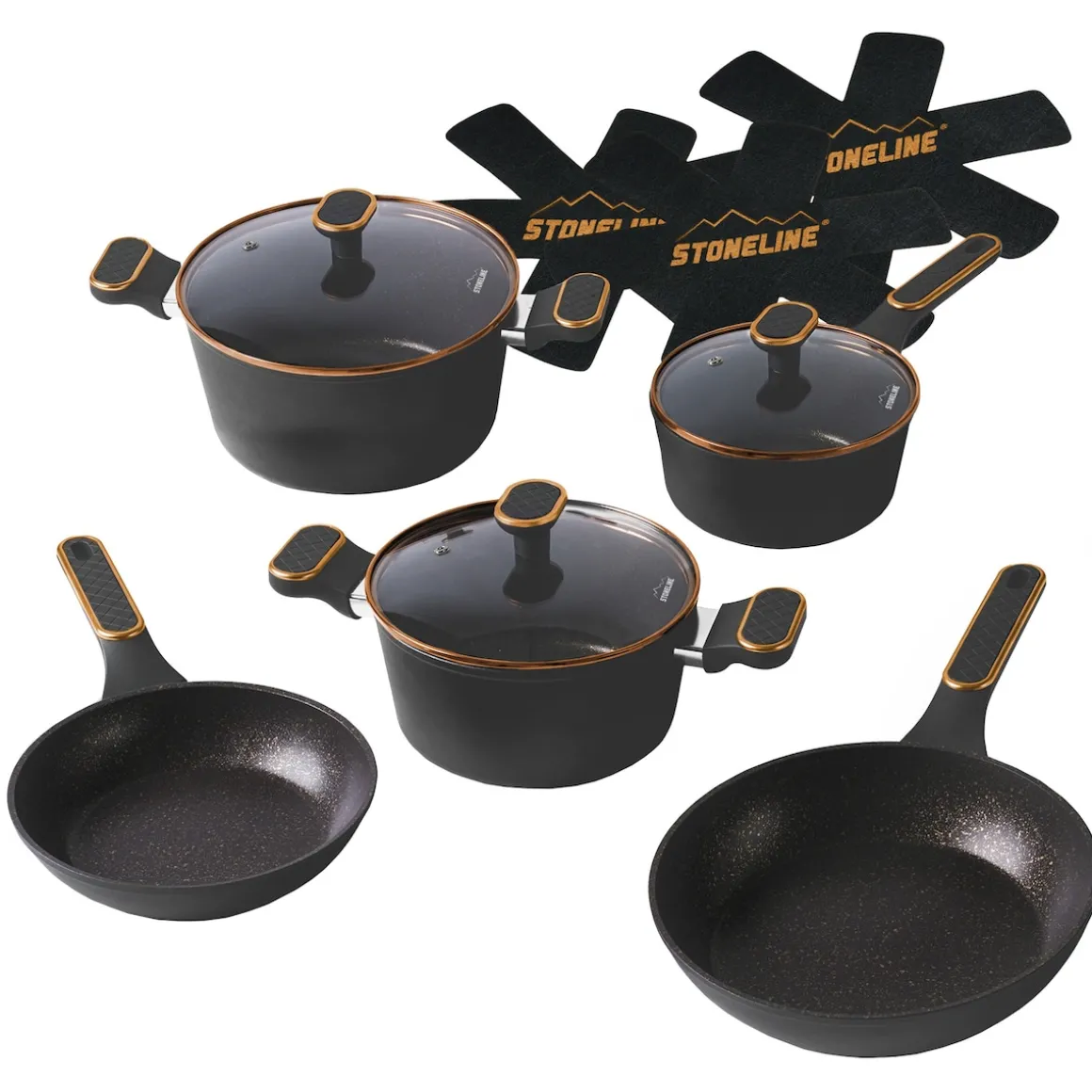 STONELINE Kochgeschirr-Set 11-teilig 18/20/24 Roségold | mit Deckeln